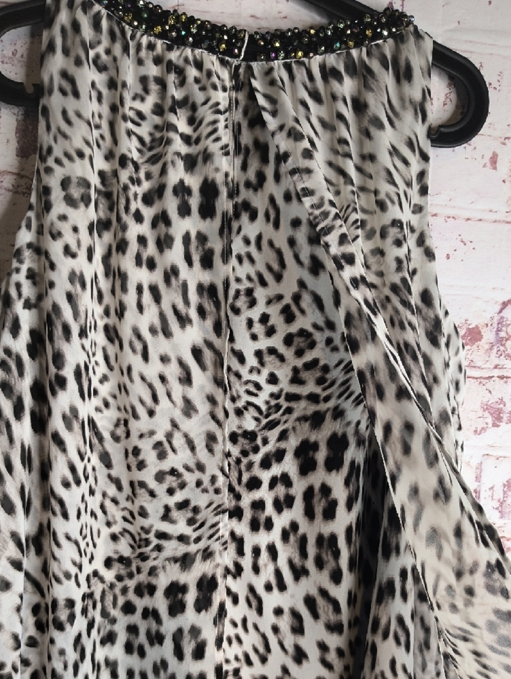 Jennifer Lopez Leopard Print Beaded Neckline 1X Sleeveless Top - Picture 3 of 6